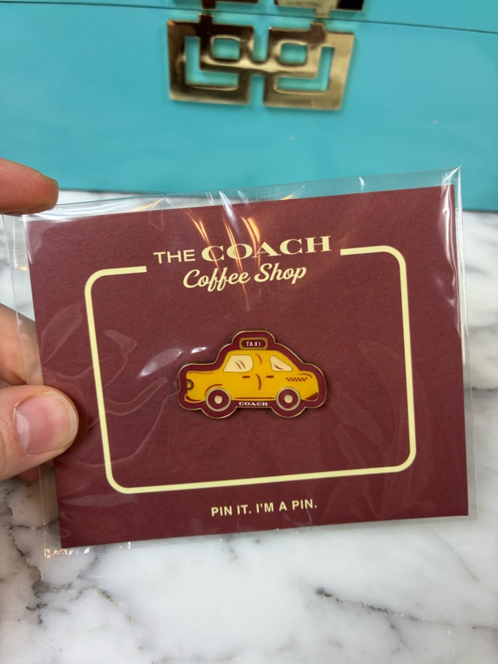 Coach Coffee Shop Yellow Taxi Cab Collectible Sealed Pin - NWT Rare Novelty